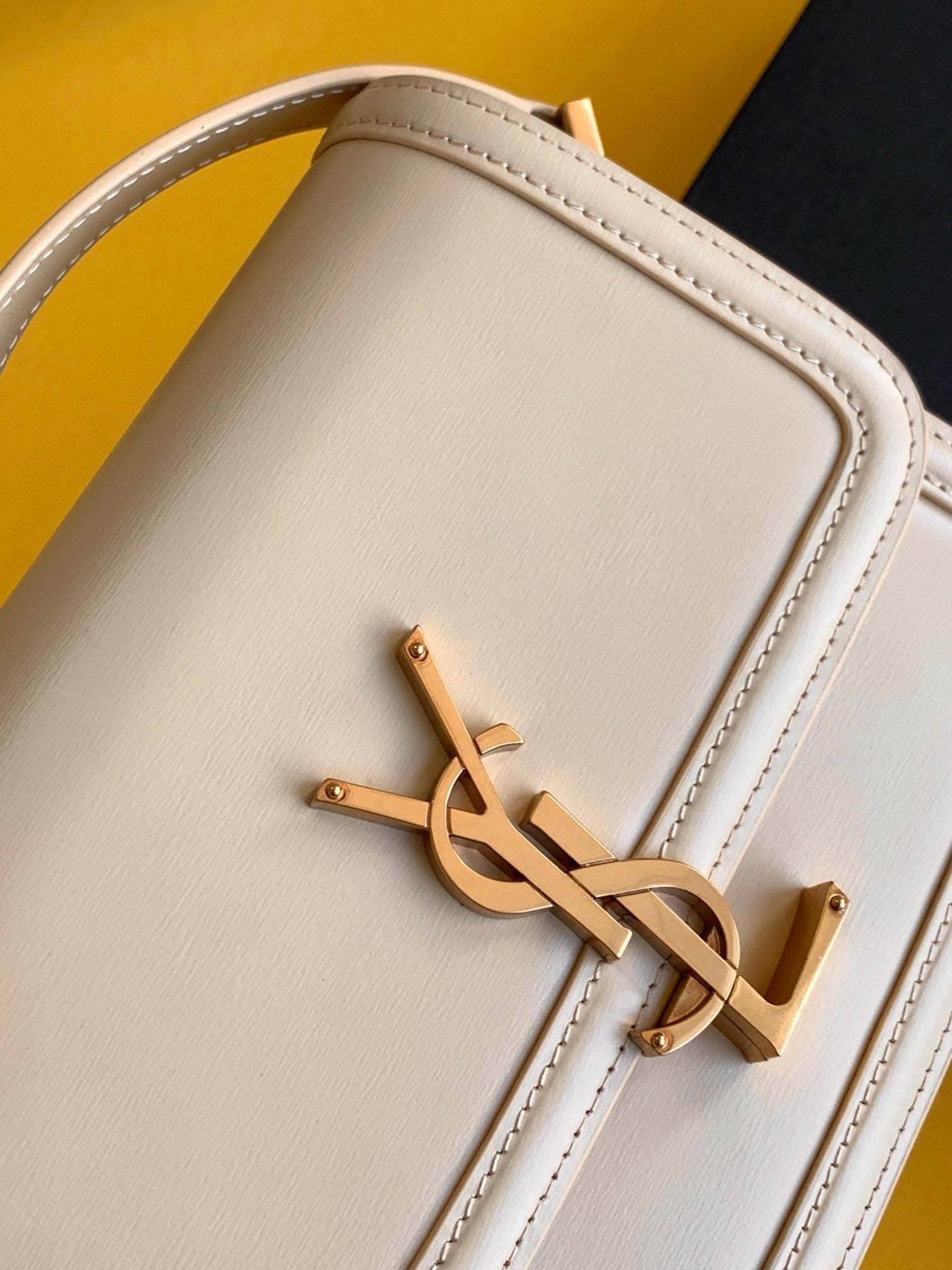 YSSL Solferino Small Satchel Bag Beige In Box With Gold Hardware 7.4in/19cm YSl 6343060SX0W9207