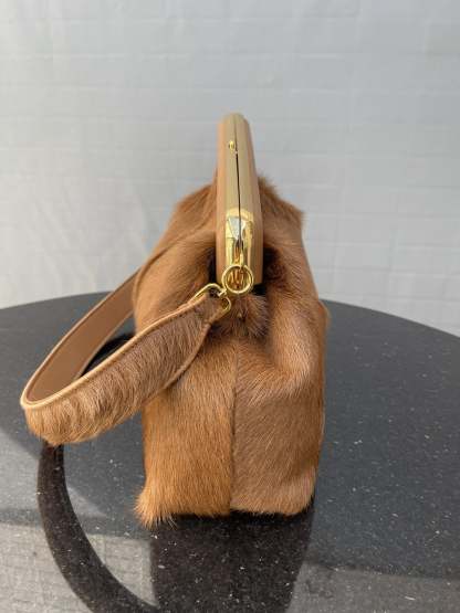FI First Medium Brown Fox Fur Bag For Woman 32.5cm/13in