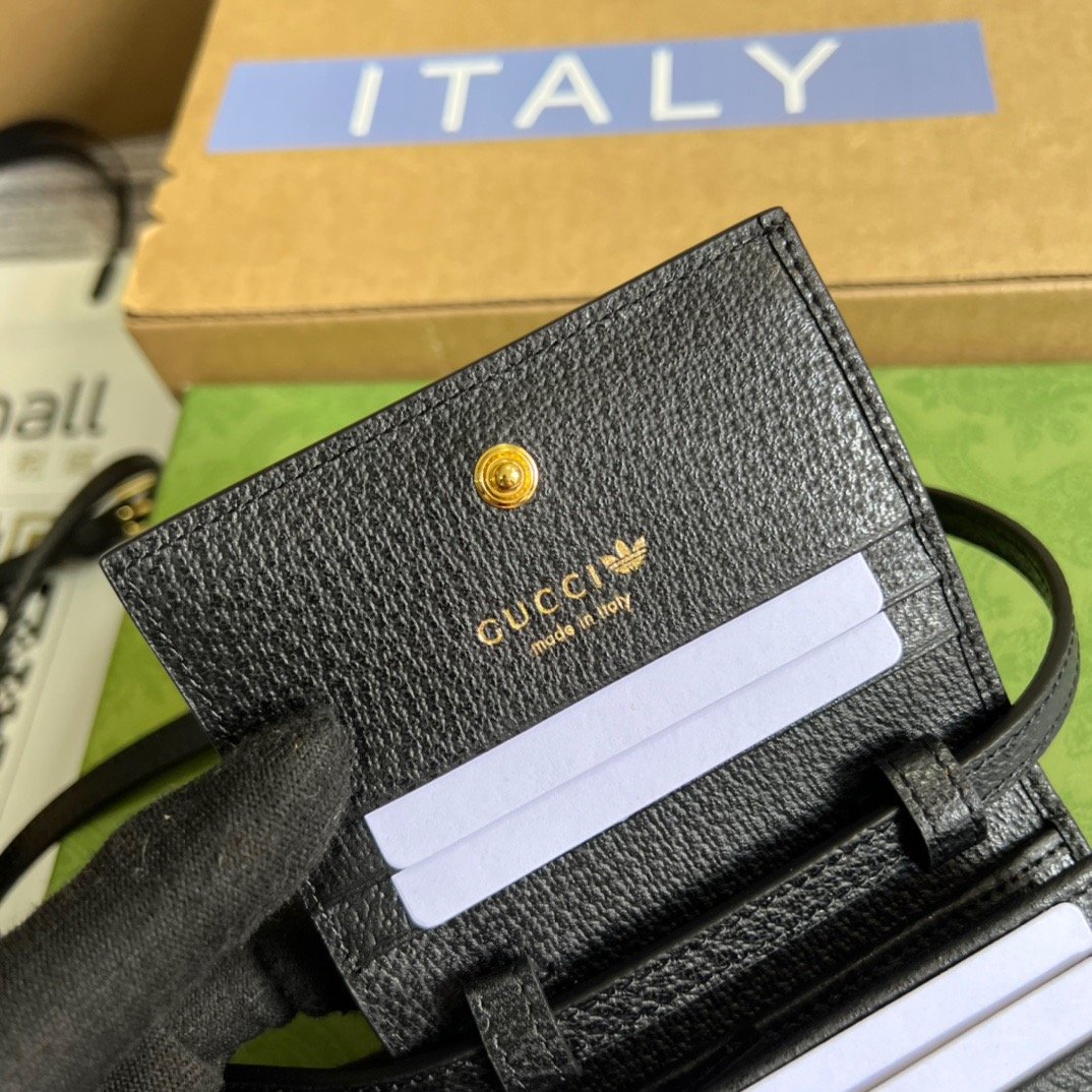 gg x Adidas Card Case With Horsebit Black For Women, Women’s Bags 4.2in/11cm gg