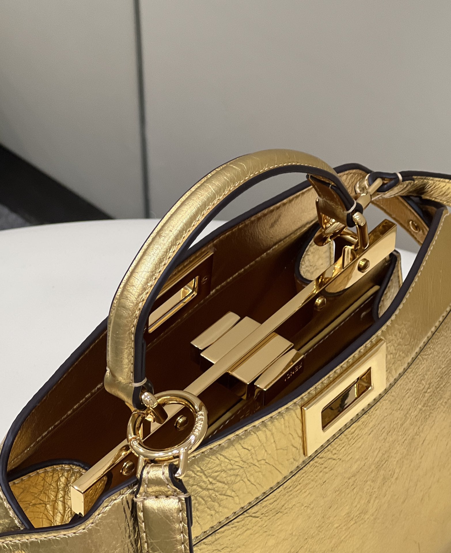 FI Peekaboo Small Gold Bag For Woman 27cm/11in