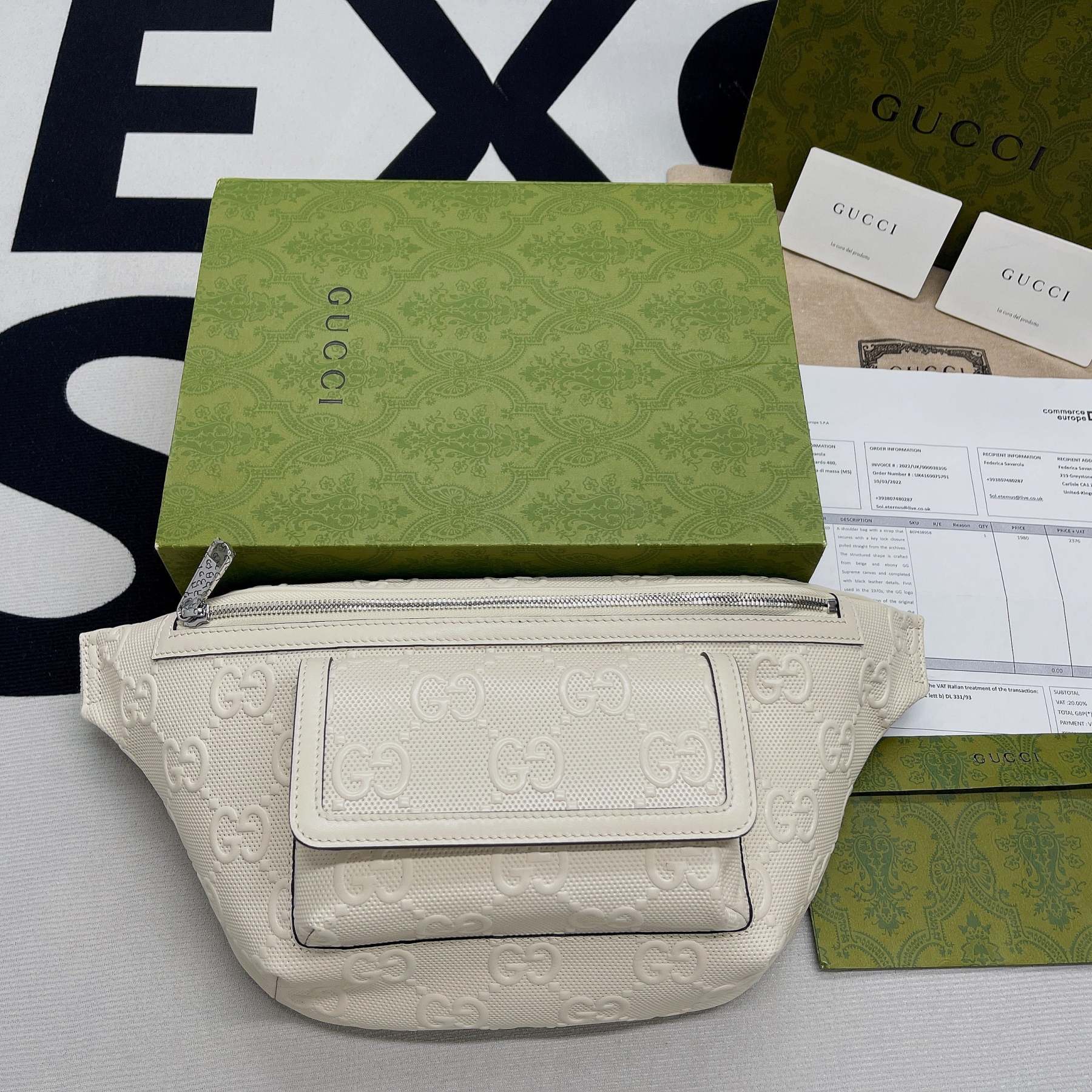 gg Embossed Belt Bag White gg Embossed For Men  11in/28cm gg