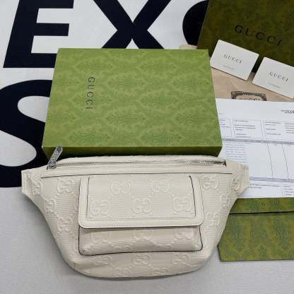 gg Embossed Belt Bag White gg Embossed For Men  11in/28cm gg