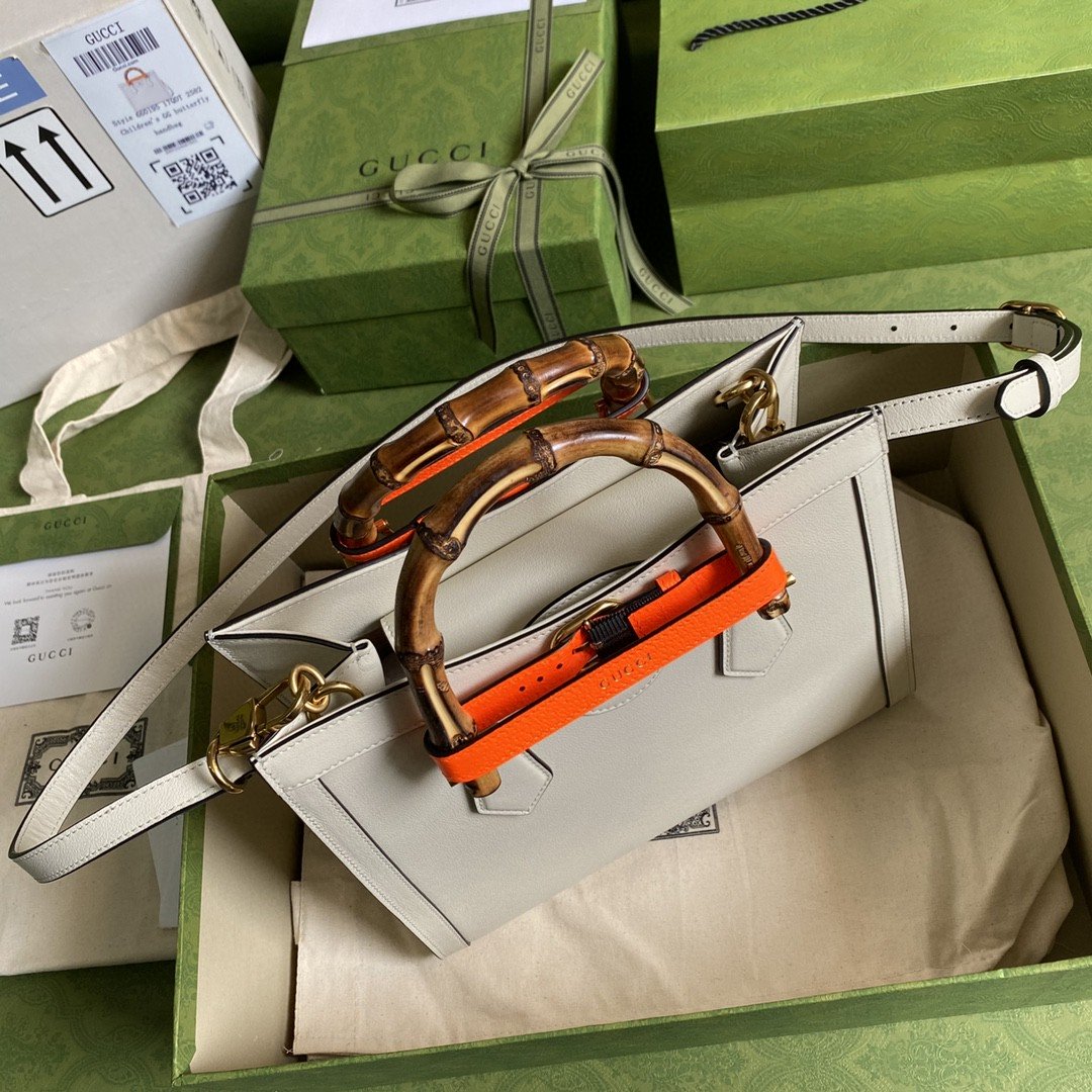 gg Diana Small Tote Bag White For Women 11in/27cm gg 702721 U3ZDT 9196