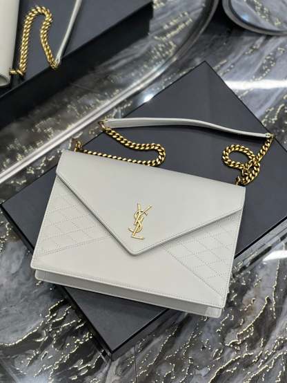 YSSL Gaby Chain Bag White With Gold Hardware For Women 10.4in/27cm YSL