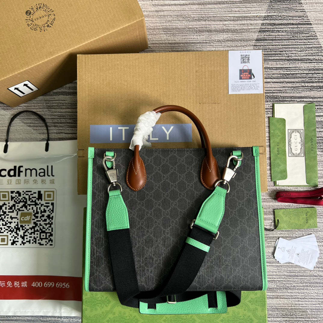 gg Love Parade gg Tote Bag Green For Women, Women’s Bags 12.2in/31cm gg