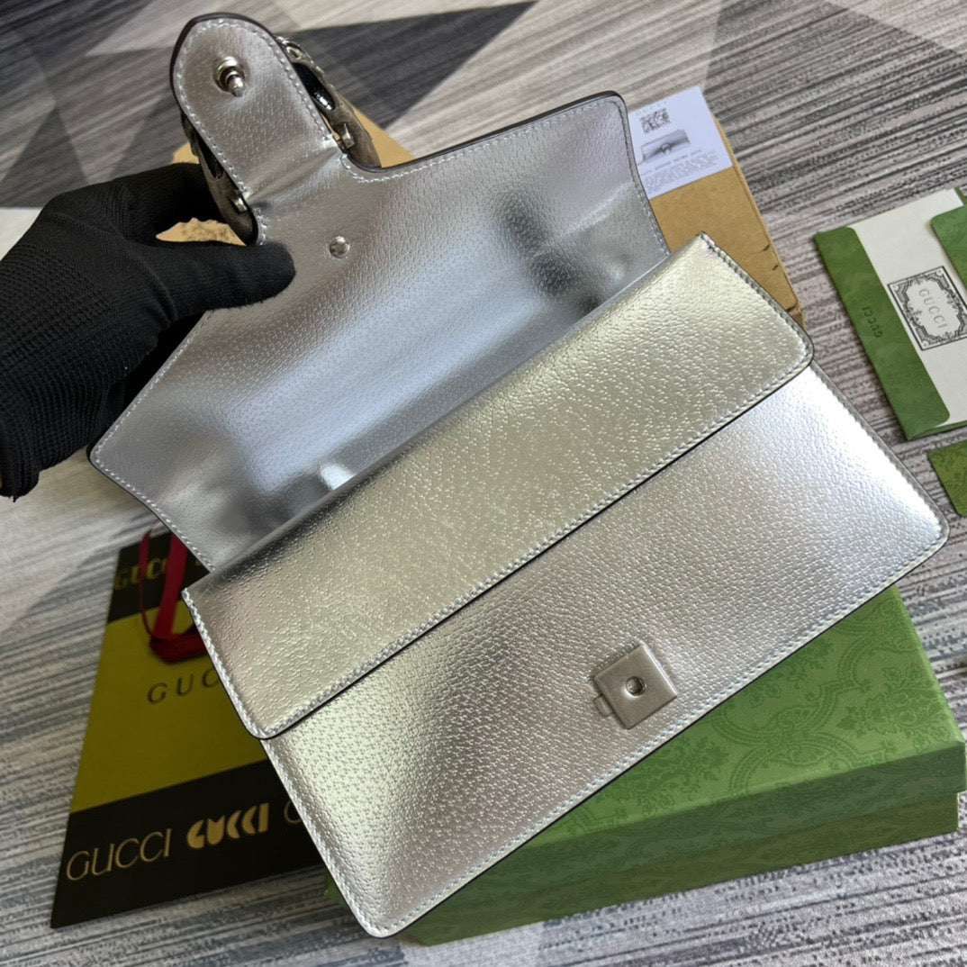 gg Dionysus Small Shoulder Bag Silver For Women, Women’s Bags 10in/26cm gg 499623 1TRBN 8173