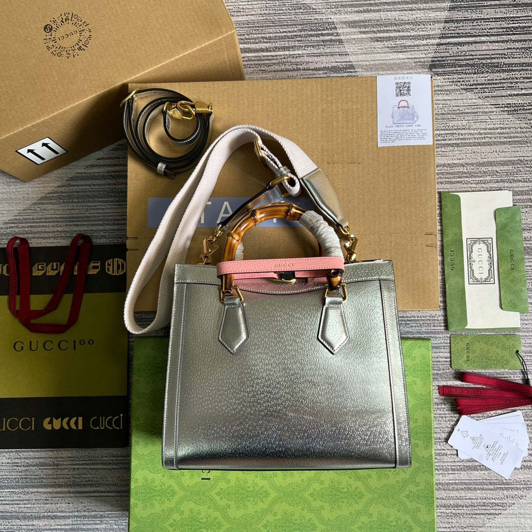 gg Diana Small Tote Bag Silver For Women, Women’s Bags 11in/27cm gg