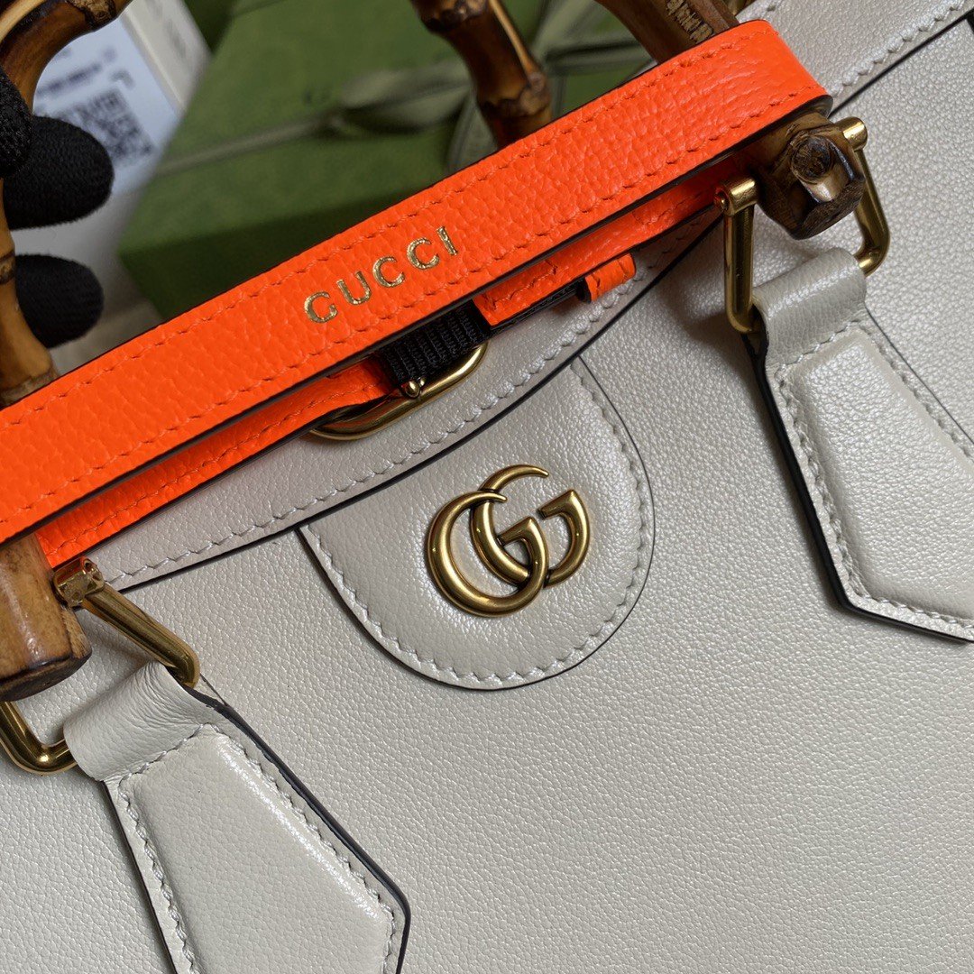 gg Diana Small Tote Bag White For Women 11in/27cm gg 702721 U3ZDT 9196