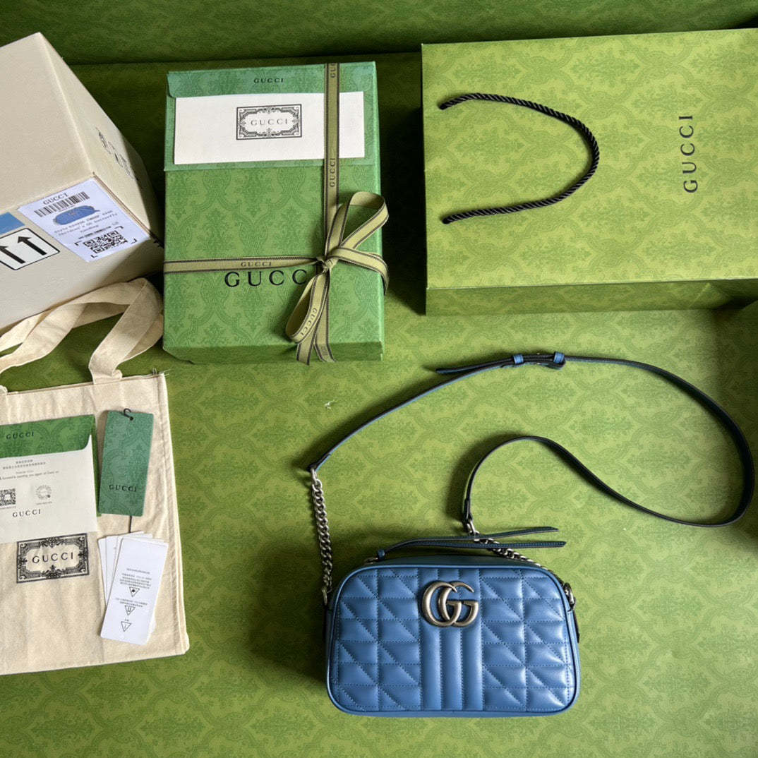 gg Marmont Matelasse Shoulder Bag Blue For Women, Women’s Bags 9.5in/24cm gg 634936 UM8BF 4340