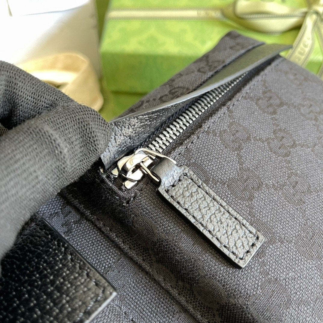 gg Supreme Canvas Two Pocket Waist Belt Bag Black gg Supreme Canvas For Men  3in/7.5cm gg