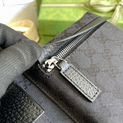 gg Supreme Canvas Two Pocket Waist Belt Bag Black gg Supreme Canvas For Men  3in/7.5cm gg