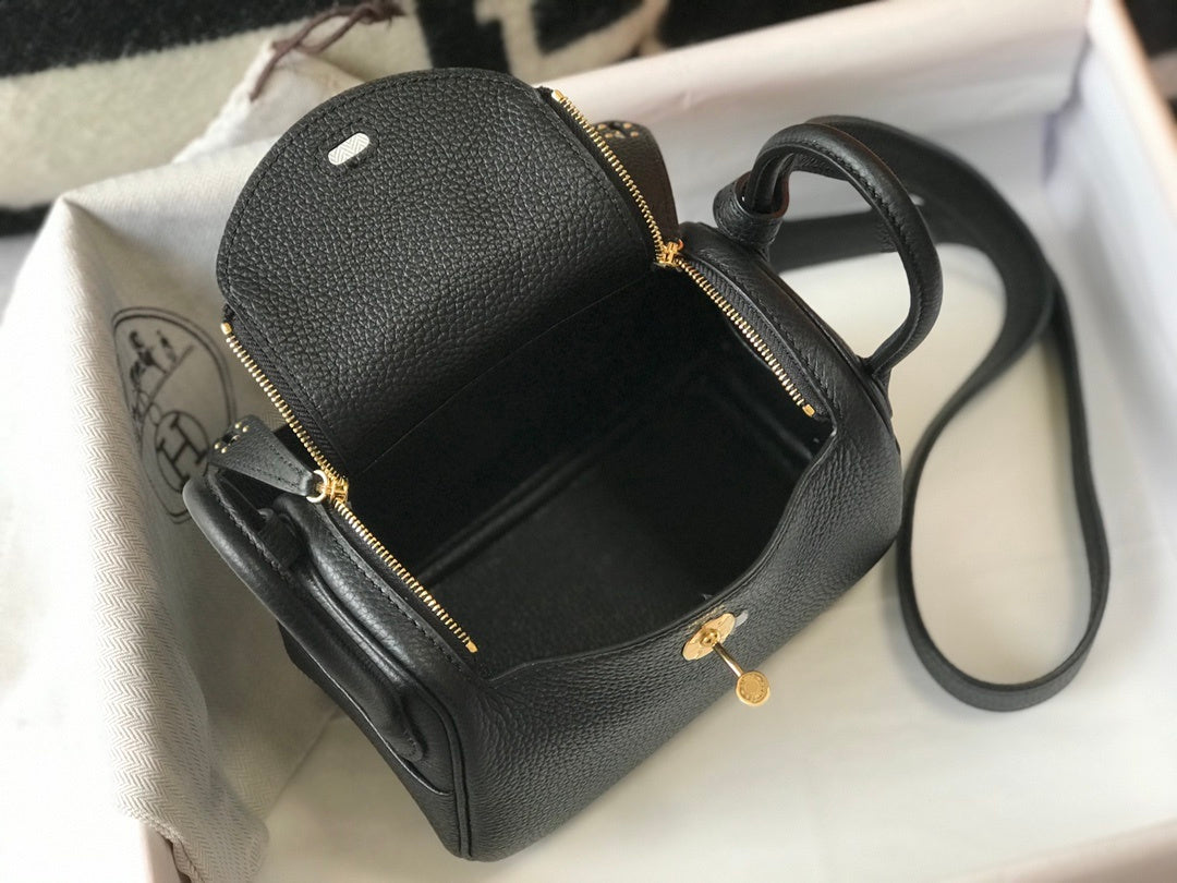 HM Lindy Mini Clemence Bag Black For Women, Women���s Handbags, Shoulder And Crossbody Bags 7.5in/19cm