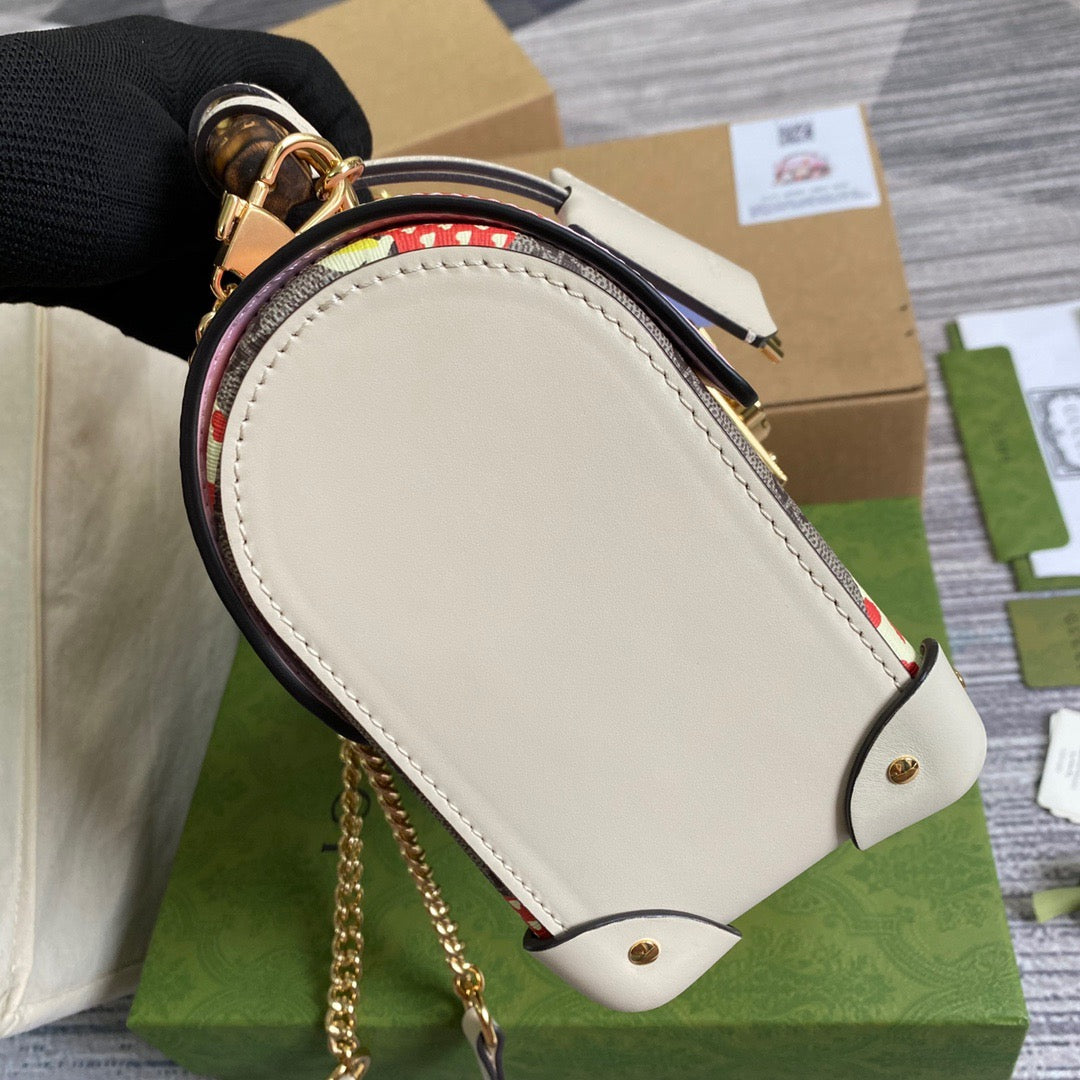 gg Padlock gg Small amboo Strawberry Shoulder Bag Beige For Women, Women’s Bags 9.5in/24cm gg