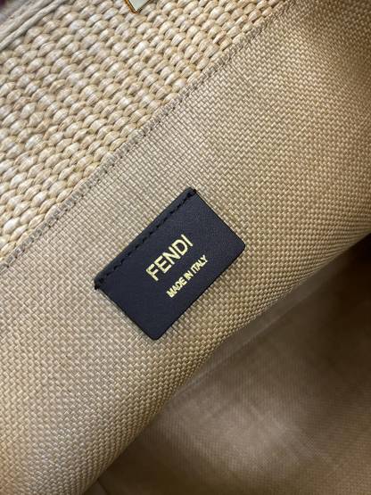 FI Sunshine Medium Beige and Black straw shopper Bag For Woman 31cm/12in 8BH386AKRPF1CBX