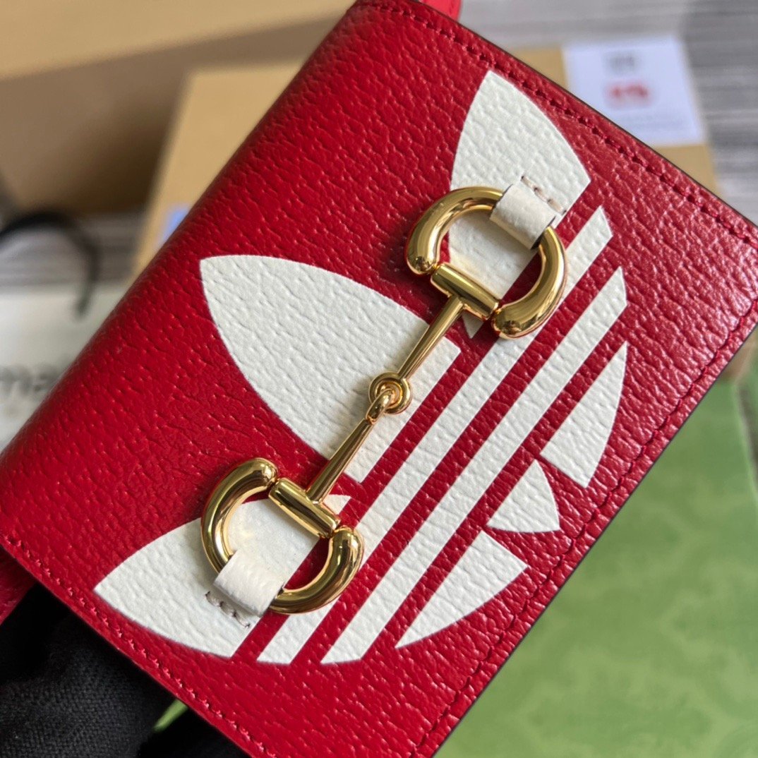 gg x Adidas Card Case With Horsebit Red For Women, Women’s Bags 4.2in/11cm gg‎