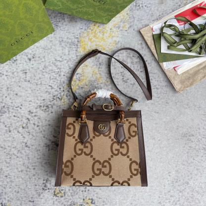 gg Diana Jumbo gg Small Tote Bag Camel And Ebony Jumbo gg Canvas Brown For Women 11in/28cm 660195 UKMFT 2672