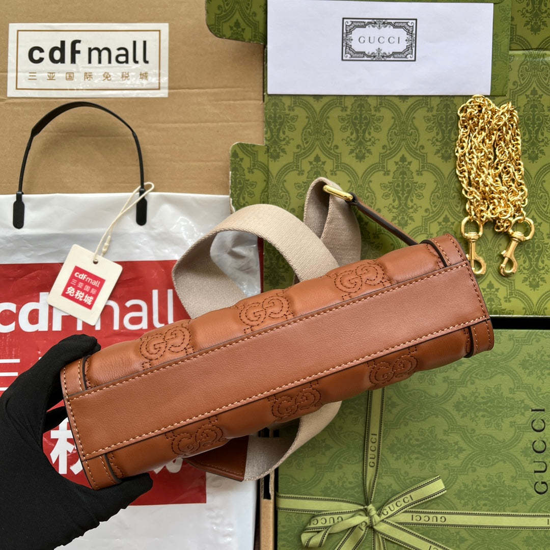 gg Matelassé Small Bag Brown For Women, Women’s Bags 10.2in/26cm gg‎ 702200 UM8HG 2595