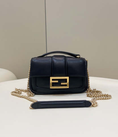 FI Baguette Chain Black  Bag For Woman 19cm/7.5in