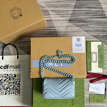 gg Marmont Super Mini Bag Blue For Women, Women’s Bags 6.2in/17cm gg