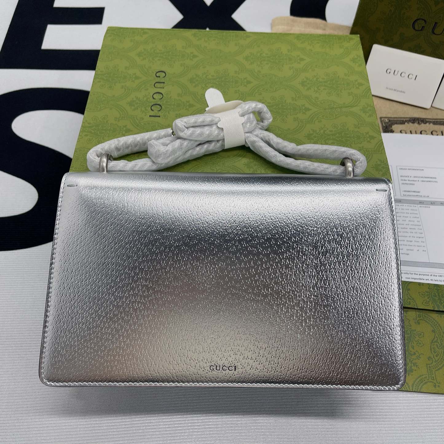 gg Dionysus Small Shoulder Bag Silver For Women, Women’s Bags 10in/26cm gg 499623 1TRBN 8173