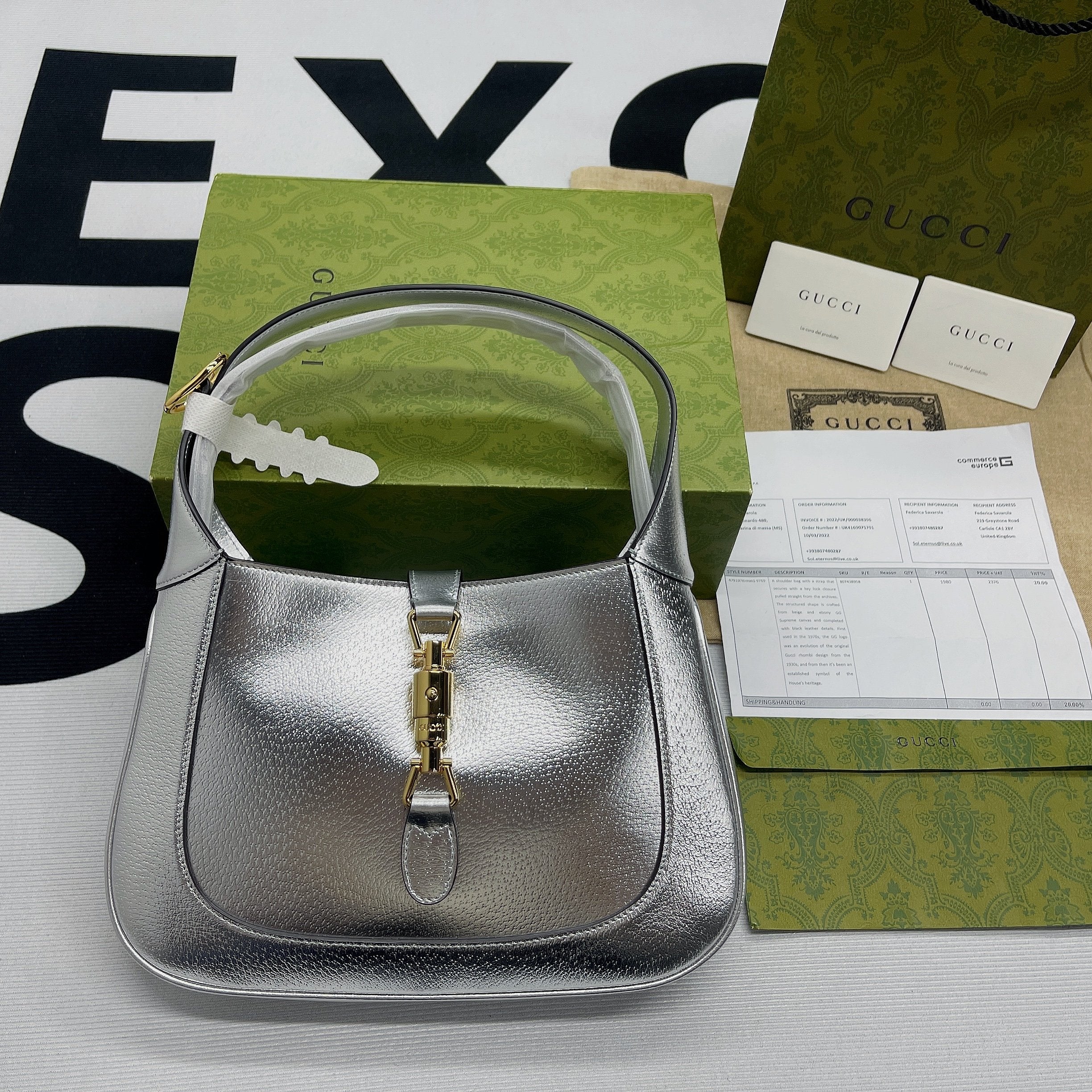 gg Jackie 1961 Small Shoulder Bag Silver For Women, Women’s Bags 10.8in/28cm gg