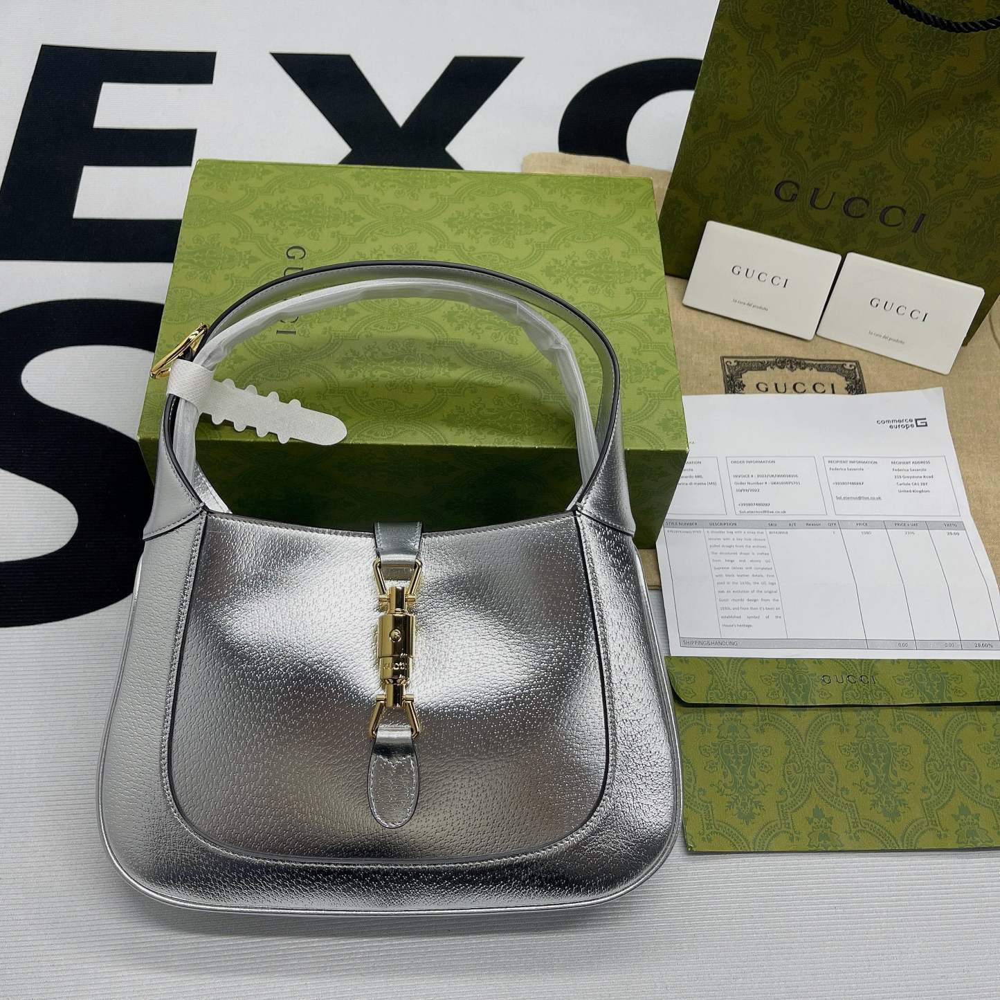 gg Jackie 1961 Small Shoulder Bag Silver For Women, Women’s Bags 10.8in/28cm gg