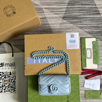 gg Marmont Super Mini Bag Blue For Women, Women’s Bags 6.2in/17cm gg