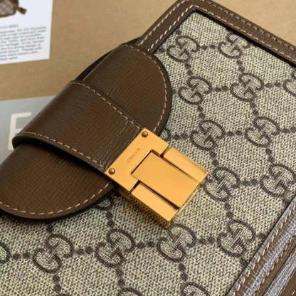 gg Mini Bag With Clasp Closure Beige/Ebony gg Supreme Canvas For Women 7.1in/18cm gg 614368 92TCG 8563