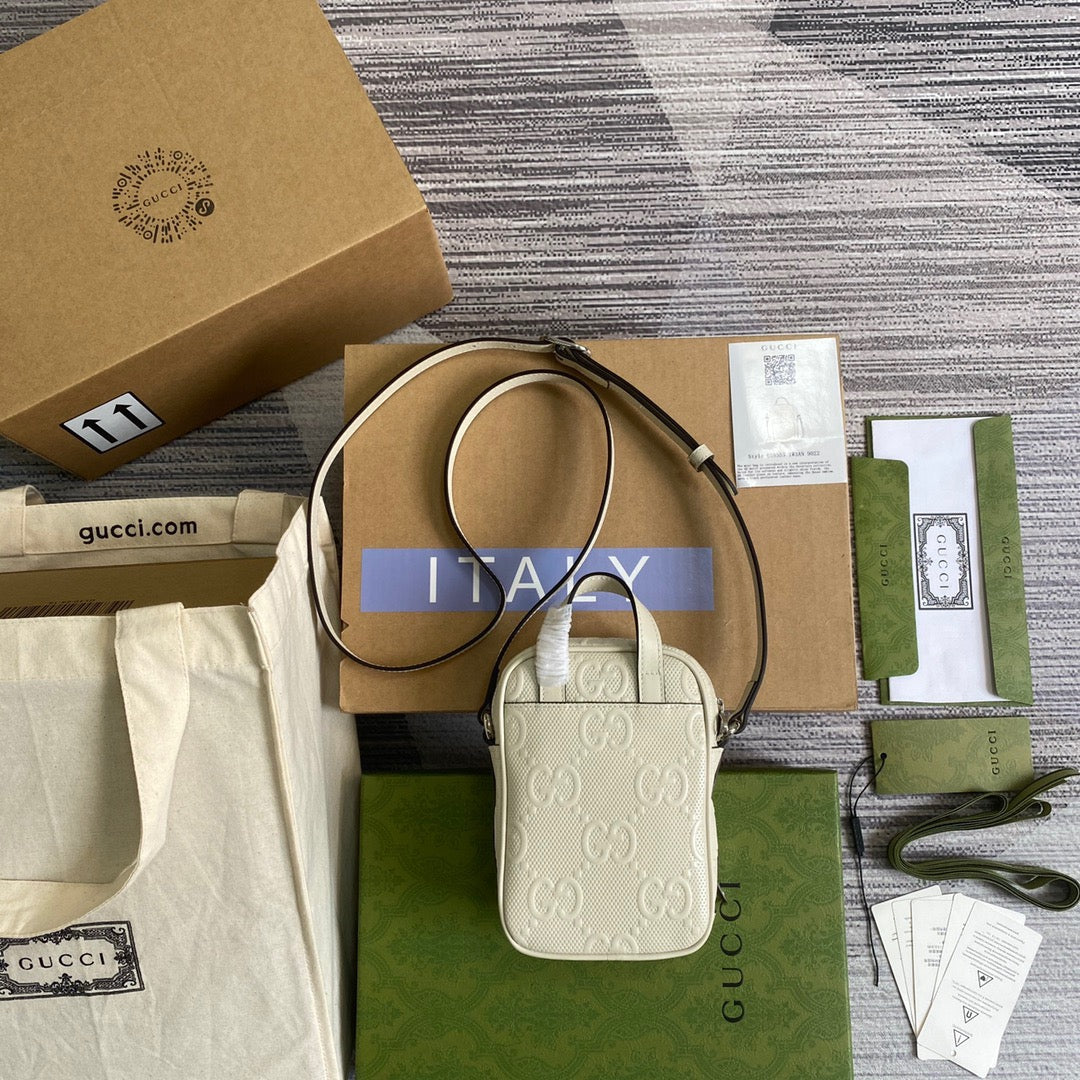 gg Embossed Mini Bag White gg Embossed For Men 6.7in/17cm gg 