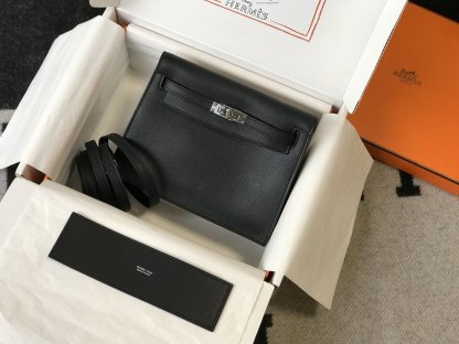 HM Kelly 22 Sellier Epsom Black Bag For Women, Women���s Handbags, Shoulder Bags 8.6in/22cm