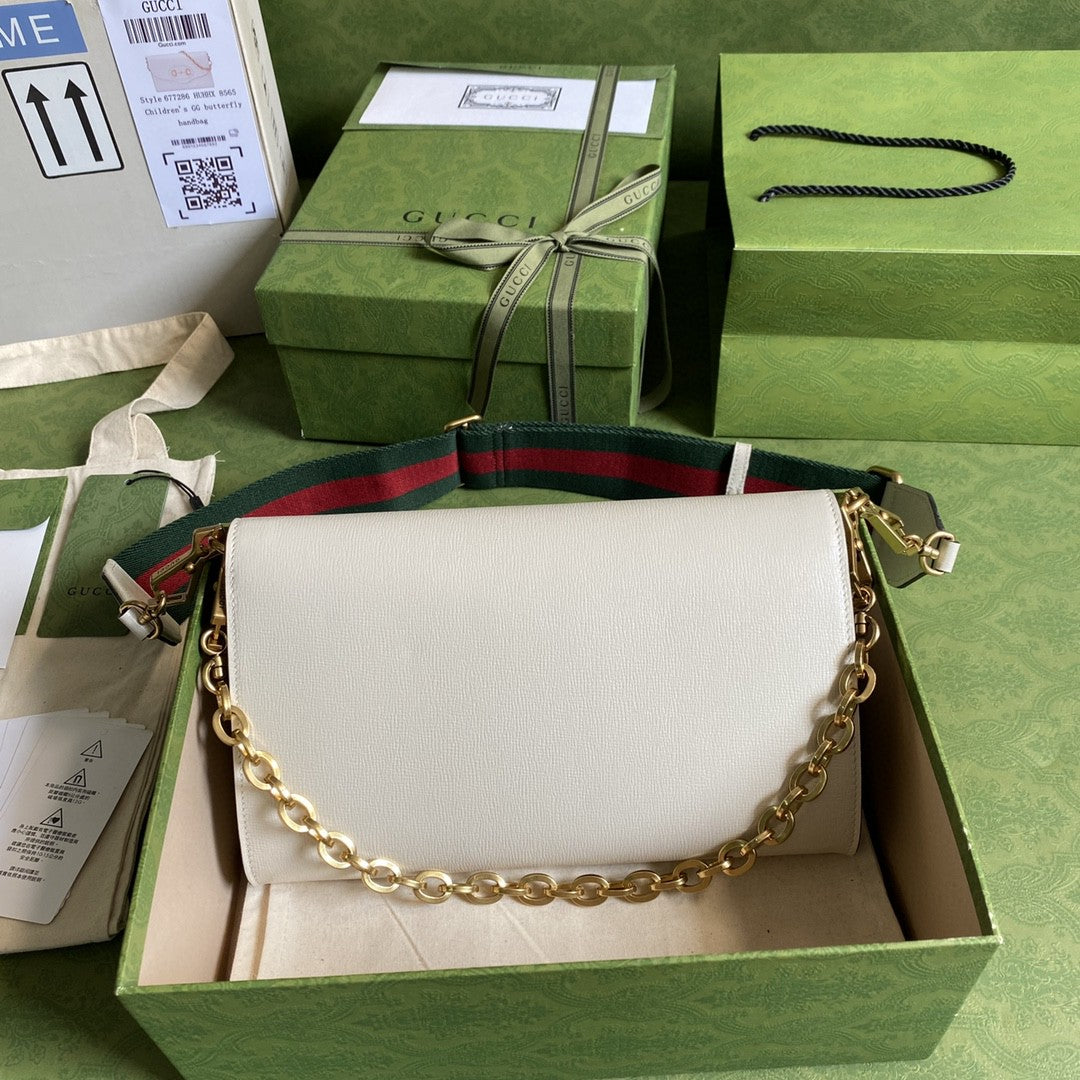 gg Horsebit 1955 Small Bag White For Women 10.2in/26cm gg ‎677286 18YSX 9068