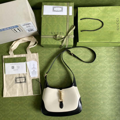 gg Jackie 1961 Small Shoulder Bag White With Black 11in/28cm 636706 10OBG 9099
