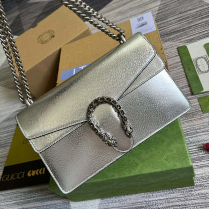 gg Dionysus Small Shoulder Bag Silver For Women, Women’s Bags 10in/26cm gg 499623 1TRBN 8173