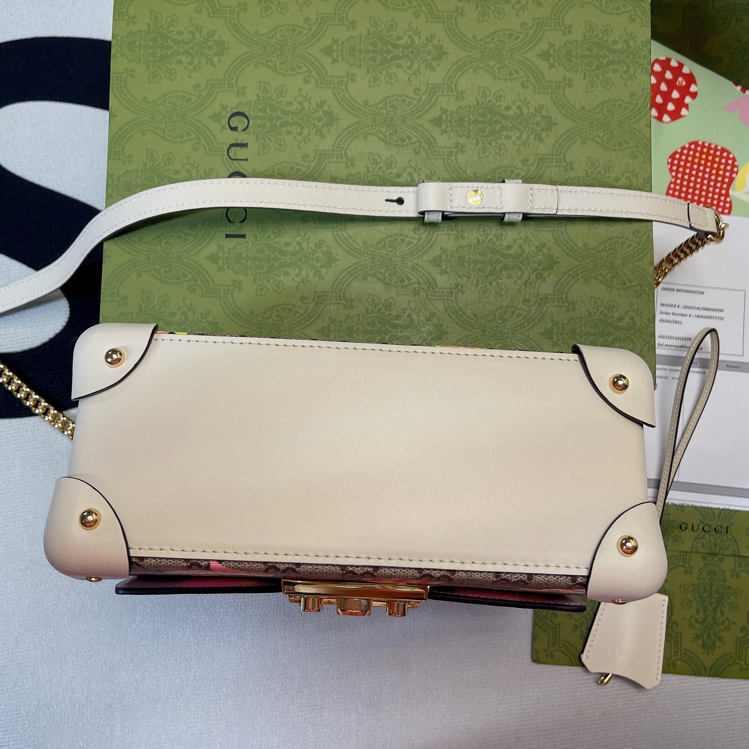 gg Padlock gg Small amboo Strawberry Shoulder Bag Beige For Women, Women’s Bags 9.5in/24cm gg