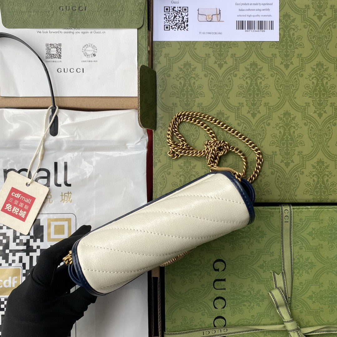 gg Marmont Super Mini Bag White For Women 6in/16cm gg