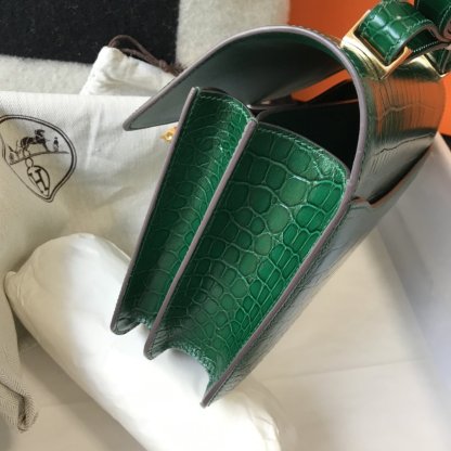 HM Constance 23 Pattern Crocodile Green For Women, Handbags, Shoulder Bag 9in/23cm