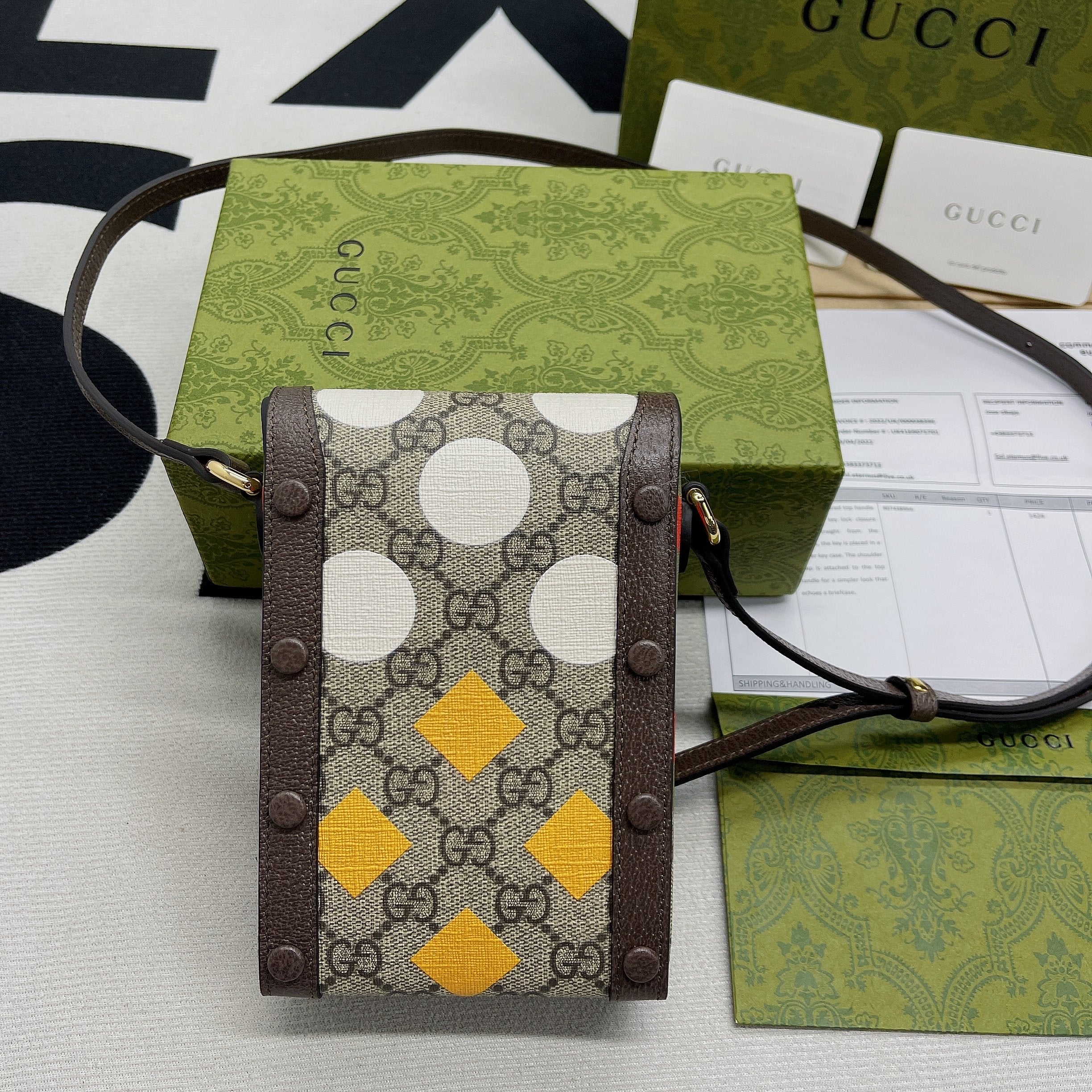 gg Horsebit 1955 Mini Bag Beige And Ebony gg Supreme Canvas With Geometric Print For Women  6.7in/17cm gg  ‎625615 UQHFG 8679