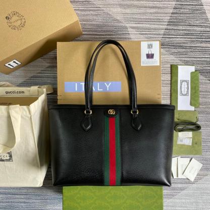 gg Ophidia Medium Tote Black For Women 15in/38cm gg  631685 CWG1A 1060
