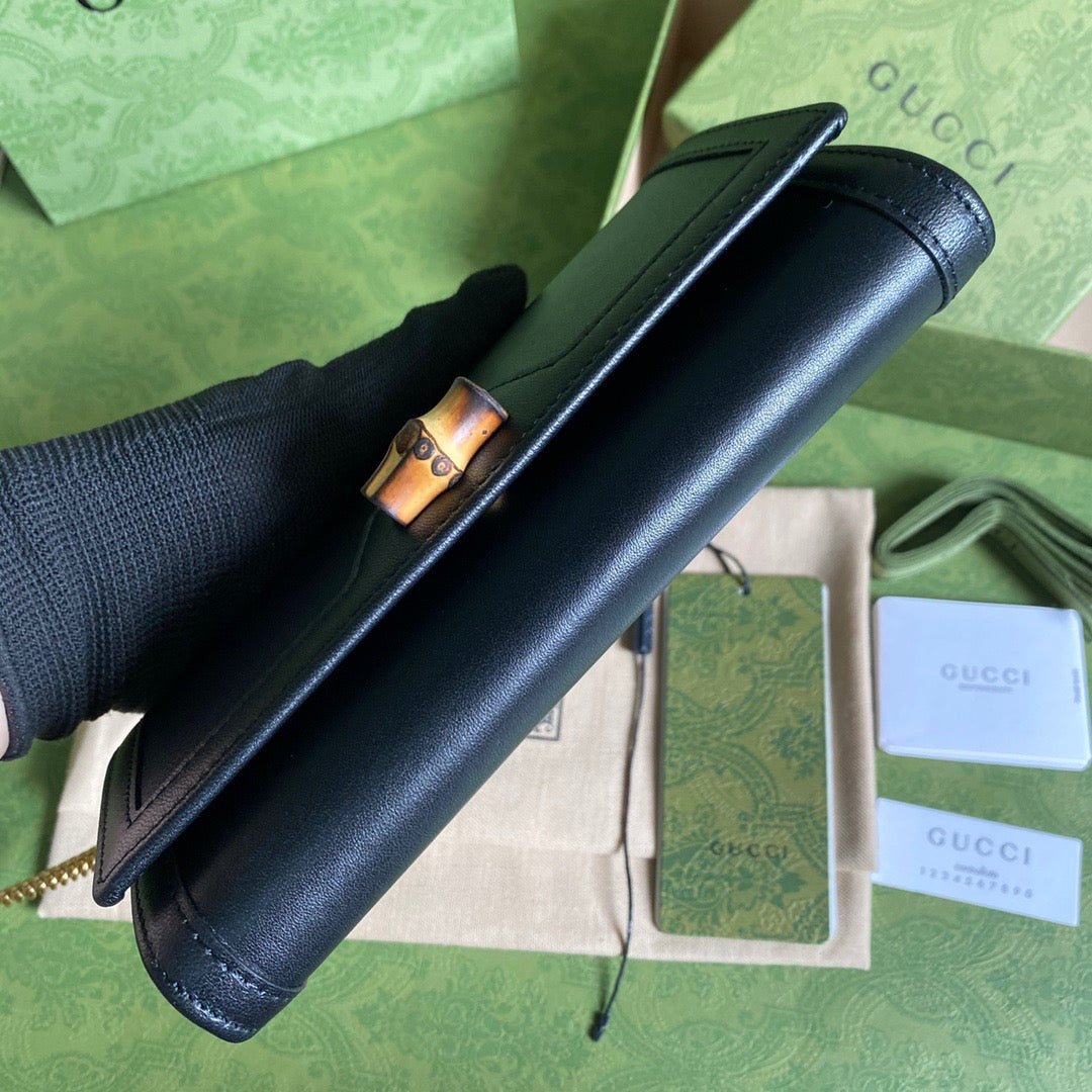 gg Diana Chain Wallet With Bamboo Black For Women, Women’s Bags 7.4in/19cm gg 658243 17Q0T 1000