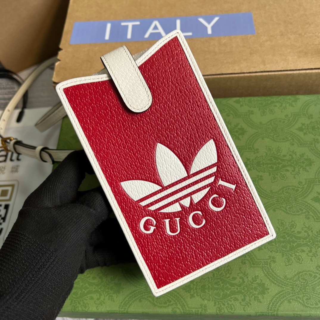gg x Adidas Phone Case Red For Women, Women’s Bags 7.3in/18cm gg‎ ‎702203 UZ3BT 6484