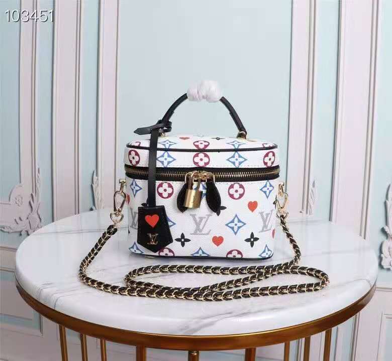 LV Vanity PM Bag Game On Monogram Canvas White By Nicolas Ghesquiere For Women, Women���s Handbags, Shoulder And Crossbody 7.5in/19cm LV M57458