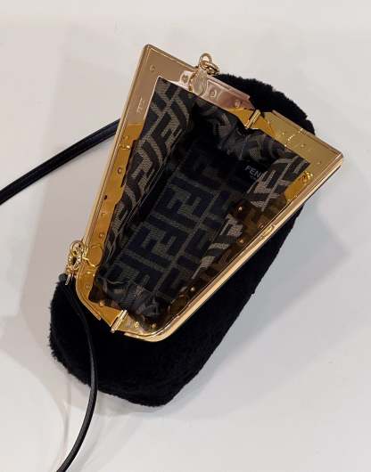 FI First Small Black Mink Bag For Woman 26cm/10in