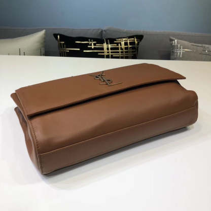 YSSL Kate Medium Chain Bag In Grain De Poudre Brown For Women 9.4in/24cm YSL 364021BOW0J2346