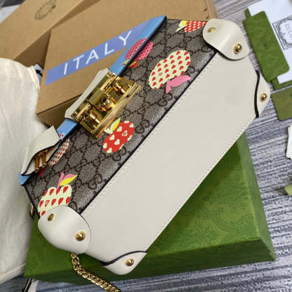 gg Padlock gg Small amboo Strawberry Shoulder Bag Beige For Women, Women’s Bags 9.5in/24cm gg