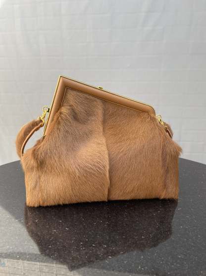FI First Medium Brown Fox Fur Bag For Woman 32.5cm/13in