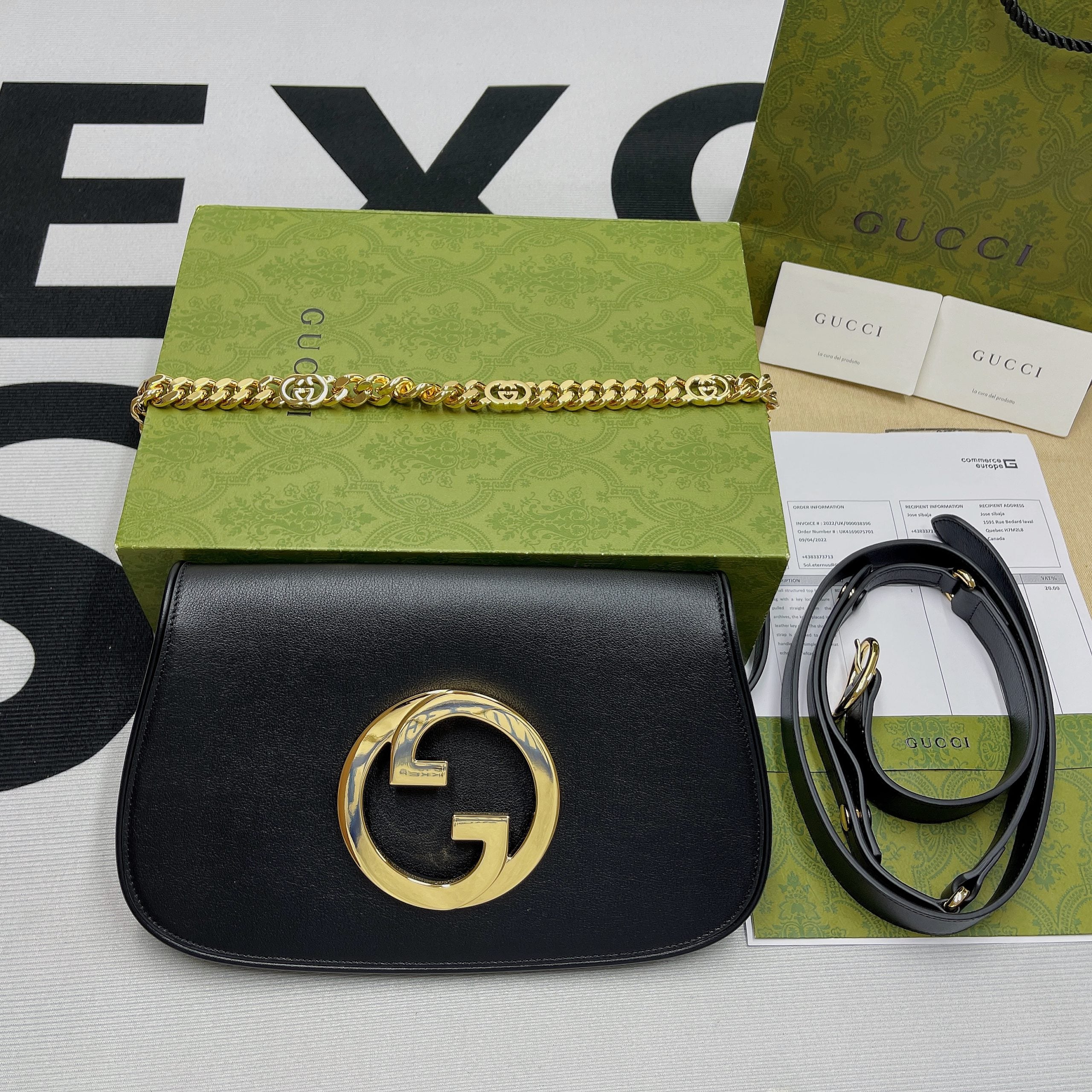 gg Blondie Shoulder Bag Black For Women, Women’s Bags 11in/28cm gg‎ 699268 UXX0G 1000