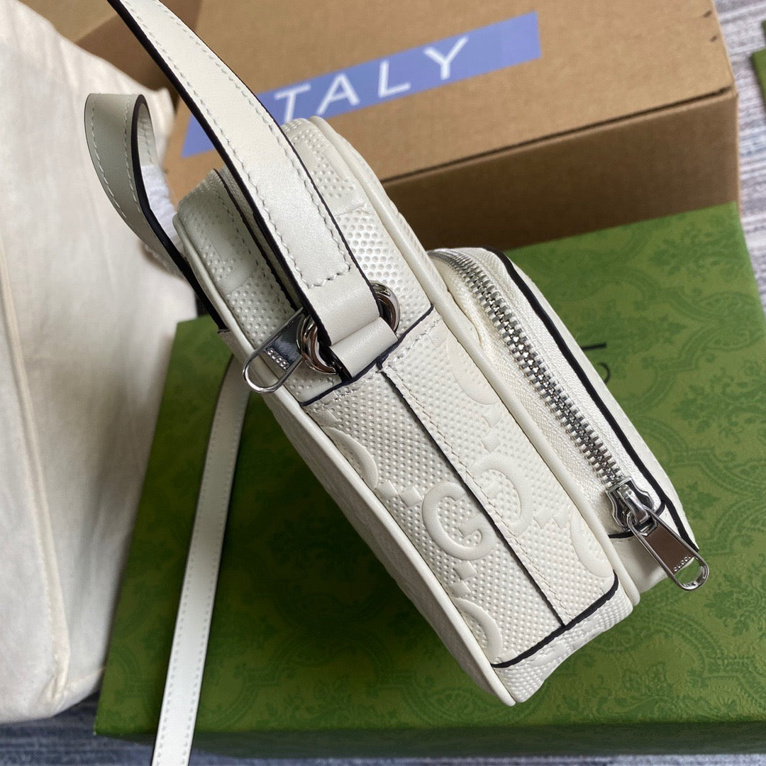 gg Embossed Mini Bag White gg Embossed For Men 6.7in/17cm gg 