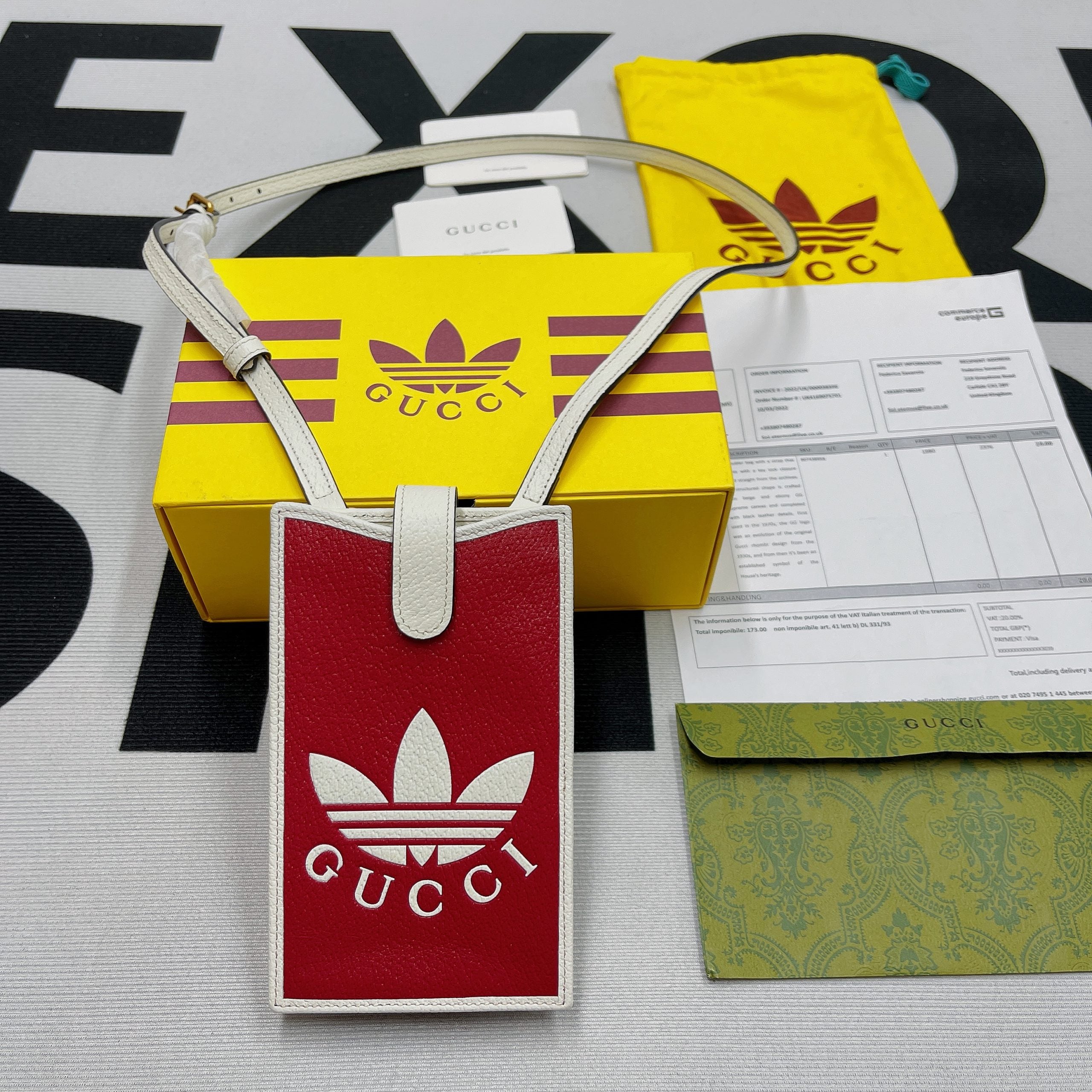 gg x Adidas Phone Case Red For Women, Women’s Bags 7.3in/18cm gg‎ ‎702203 UZ3BT 6484