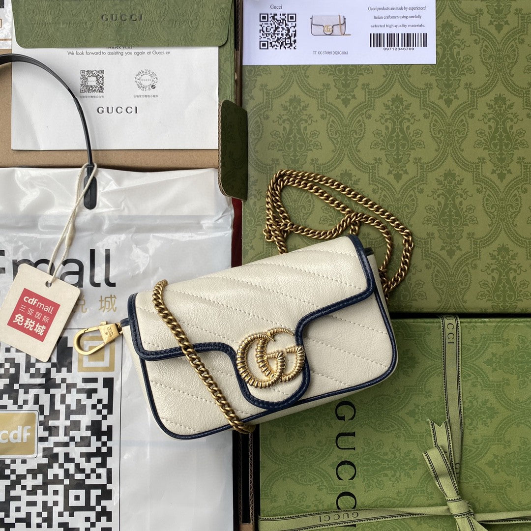 gg Marmont Super Mini Bag White For Women 6in/16cm gg