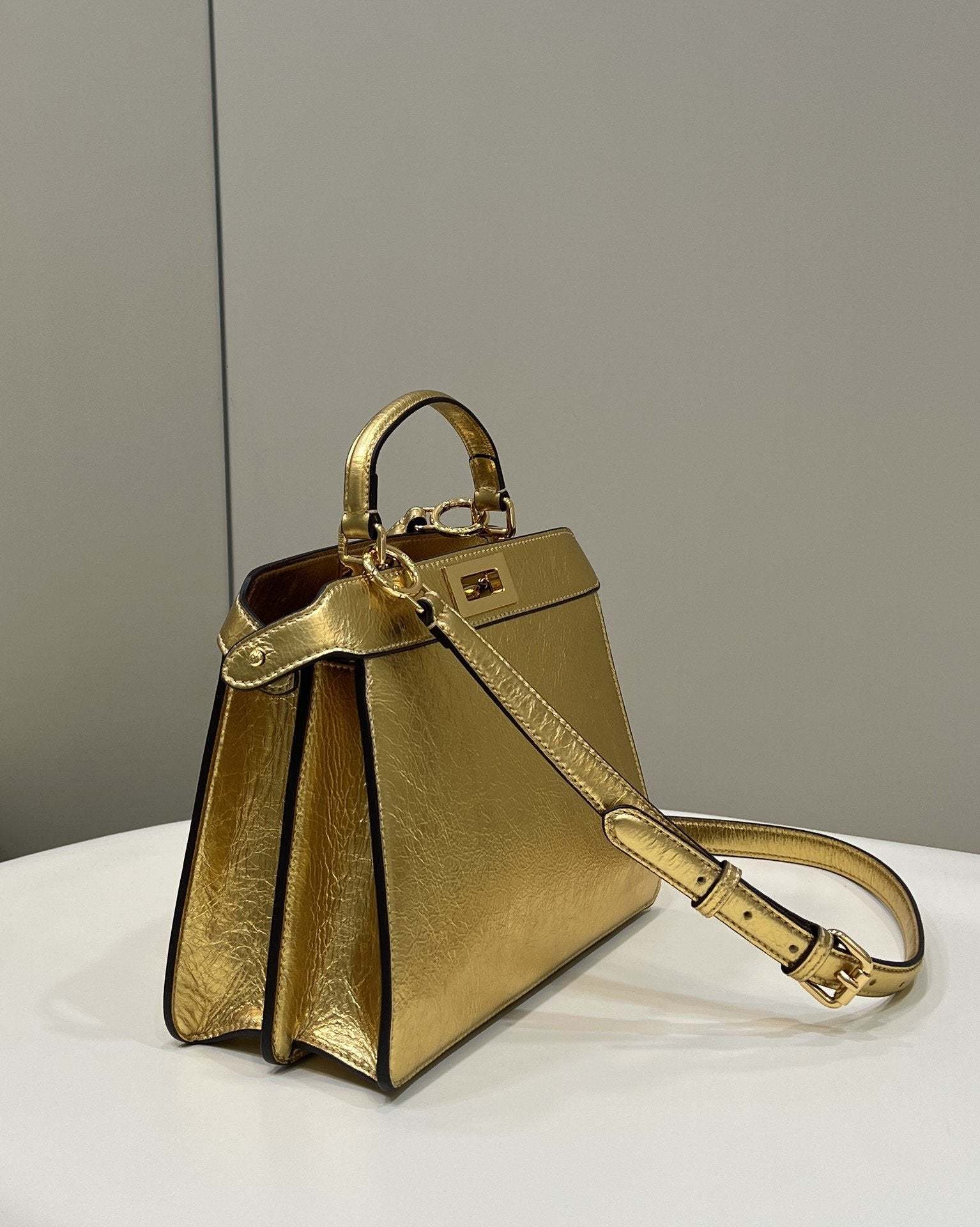 FI Peekaboo Small Gold Bag For Woman 27cm/11in